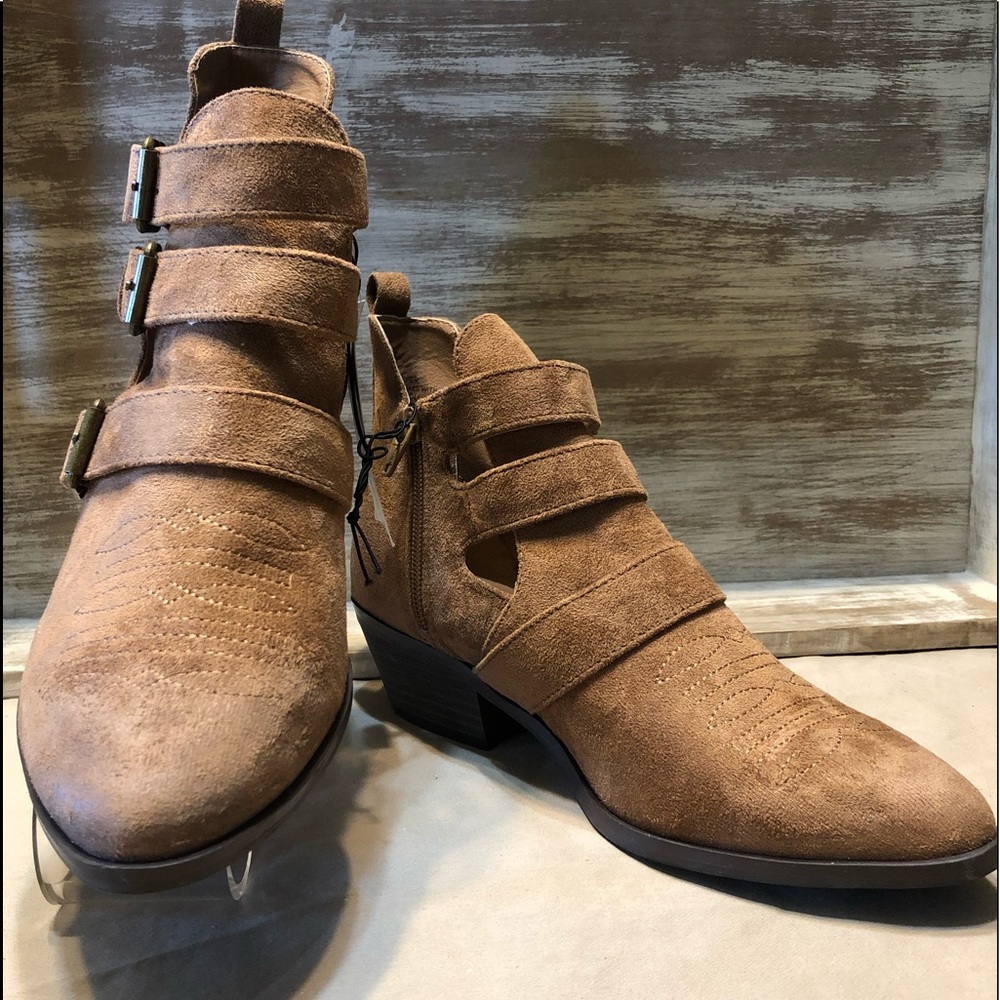 Women's Triple Buckle Cut Out Western Boots, NWT